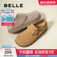 百麗（Belle）厚底勃肯鞋女款毛毛雪地短靴棉鞋子D4W1DAM5 卡其色-單里 36 (230mm)