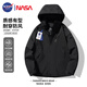 NASA GISS連帽夾克男秋冬韓版潮流寬松百搭運動(dòng)戶(hù)外防風(fēng)外套男 黑色 L
