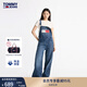 TOMMY JEANS【美式復(fù)古】秋冬女純棉經(jīng)典潮流拼色大口袋牛仔背帶褲 牛仔藍(lán)1A5 S