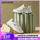 斯凱奇（Skechers）女鞋小白熊女士休閑鞋子厚底增高百搭運動(dòng)軟底老爹鞋女99999863 白色/海軍藍色/WNV1 37