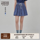 Teenie Weenie小熊半身裙女2025年夏季新款細(xì)褶碎花小清新文藝短裙 藏青色 M