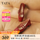 他她（TATA）紅色瑪麗珍鞋女鞋粗跟小皮鞋女鞋春季新款單鞋女XMP01AQ5 酒紅 37