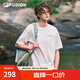 FILA FUSION斐樂潮牌男子針織短袖衫2025夏季新款時尚休閑寬松T恤 云白色-WT L 175/96A/L