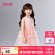 笛莎（DEESHA）童裝兒童女童裙子2025夏季新款小童女寶寶時尚百搭連衣裙 粉桔 140