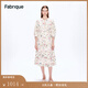 Fabrique6A級桑蠶絲棉混紡可拆卸腰帶花卉印花A型連衣裙 花色 XS （XS/P）