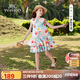 英氏（YEEHOO）女童連衣裙兒童裙子中大童裝背心裙純棉田園碎花公主夏 彩色  130