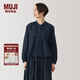 無印良品（MUJI） 女式 棉紗長袖罩衫女士襯衫襯衣內(nèi)搭秋款女裝春季 上衣 BC2KUA4A 深藏青色 M (160/84A)