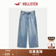 HOLLISTER25春夏新款美式vibe甜辣翻腰闊腿牛仔褲女裝KI355-5408 中間色 26 160/66A 2標準版