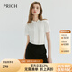 PRICH氣質(zhì)簡(jiǎn)約半高領(lǐng)短袖襯衫2024夏季新款修身通勤知性上衣女 39象牙白色 XL 170