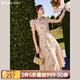 Olrain歐芮兒短袖碎花連衣裙女收腰顯瘦法式氣質(zhì)a字大擺裙度假沙灘裙子 花色 XL 170/92A