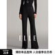 ELLE黑色高級(jí)感微喇叭休閑褲女2024冬裝新款小個(gè)子高腰顯瘦西裝褲 黑色 S