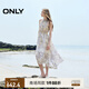 ONLY2025夏季新款浪漫飄逸紗裙A字無袖長裙連衣裙女|125207040 H3H瑞秋印花藍(lán) L