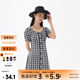 美特斯邦威格紋連衣裙女夏季新款舒適時(shí)尚校園風(fēng)高腰黑色女士裙子 影黑 S 155 80A