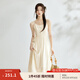 茵曼（INMAN）中式國(guó)風(fēng)盤扣女裝吊帶背心連衣裙2025夏季新品文藝高級(jí)氣質(zhì)A字裙 米杏色 M