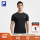 FILA 斐樂(lè)官方男子針織短袖衫2025秋新款健身運(yùn)動(dòng)基礎(chǔ)防曬涼感T恤 深黑-BK XL 180/100A/XL