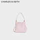 CHARLES&KEITH25秋新品吸扣式托特包手提子母水桶包七夕禮物CK2-10782671 Cotton Candy Pink棉花糖粉 S