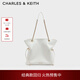 CHARLES&KEITH大容量柔軟抽繩鏈條福袋包托特包包女包女士生日禮物CK2-20782654 Cream奶白色 L