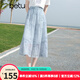百圖betu女裝2025夏季新款半身裙萊賽爾仿麻扎染靈動(dòng)傘裙裙子2505X16 藍色 S