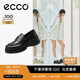 愛步（ECCO）樂福鞋 時尚厚底增高休閑皮鞋女 蹤跡30女鞋系列220723 黑色 38