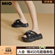 MIO【樂(lè)夢(mèng)之旅】米奧夏季高跟拖鞋鉆飾波浪毛毛拖一字拖女 黑/白色 38