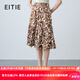 愛(ài)特愛(ài)（EITIE）復(fù)古撞色印花高腰a字裙2025夏季新款顯瘦過(guò)膝半身裙女7806512 卡其85 S (155)