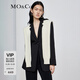 MO&Co.西裝設(shè)計(jì)感針織披肩墊肩收腰后背解構(gòu)拼接時(shí)裝外套摩安珂 黑色 S 160