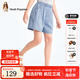 暇步士（Hush Puppies）童裝兒童女大童2025夏季時(shí)尚俏皮簡(jiǎn)約別致假日活力感牛仔短褲 淺牛仔 【寬松版】 170