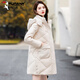 啄木鳥(niǎo)中長(cháng)款羽絨服女輕暖冬季新款小個(gè)子加厚保暖高檔寬松顯瘦外套 米白 L（推薦95-115斤）