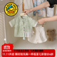 G.DUCKKIDS小黃鴨童裝寶寶套裝夏季薄款兒童漢服男孩子周歲禮服嬰兒衣服夏裝 綠色 80 尺碼建議9-12個(gè)月cm