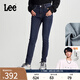 Lee【張凌赫代言】433高腰窄腳磨毛中深藍(lán)顯瘦女牛仔褲潮流A06917 中深藍(lán) 26