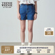 Teenie Weenie小熊女裝夏季簡(jiǎn)約時(shí)尚牛仔短褲時(shí)尚高腰褲子女韓版 深藍色 M (165)