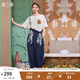 兩三事兩三事梵高背帶牛仔褲女2025夏季新款復(fù)古慵懶寬松休閑褲穿花引蝶 牛仔藍(lán)-y M