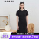 S.DEER圣迪奧女裝法式優(yōu)雅圓領(lǐng)格紋網(wǎng)紗連衣裙S24261202 黑色/91 M 165
