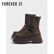 FOREVER21復古馬丁靴女2025秋季新款潮流厚底英倫風(fēng)增高粗跟氣質(zhì)騎士時(shí)裝靴 深棕色 38