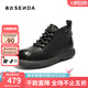 森達(dá)馬丁靴女2025冬新商場(chǎng)同款簡(jiǎn)約厚底休閑短皮靴XSG01DD5 黑色單里 38