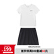 安德瑪（Under Armour）兒童夏季運(yùn)動(dòng)套裝夏款短褲短袖套裝男大童短袖梭織短褲套裝 白T黑短褲 160
