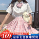 蘿美醬jk制服夏季全套女生短裙學(xué)院風(fēng)春秋JK裙百褶裙半身裙套裝顯瘦裙子 少女格裙+短袖襯衫+領(lǐng)結 M 【建議95-105斤】