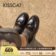 KISSCAT接吻貓25年春季新款萬茜同款【翎羽樂福鞋】休閑厚底樂福小皮鞋女 黑色 （瘦腳卡碼拍小一碼） 36 (230mm)