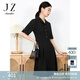 玖姿·安娜蔻西裝領(lǐng)連衣裙女裝夏款OL風(fēng)知性裙子通勤小黑裙 素黑 M