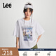 Lee商場同款舒適版日常圓領印花圖案白色男短袖T恤上衣休閑潮流 白色（尺碼偏大，拍小一碼） M