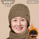 趣木也老年帽子女士奶奶老太太媽媽百搭套頭帽休閑圍巾加絨保暖中老年人 卡其帽子(麻花款加絨保暖)