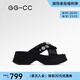 GG-CC【西西里島】夏季法式厚底半拖鞋女精致水鉆涼拖鞋外穿G25S4961 黑色 37