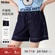 MsShe【不掉色高腰A字闊腿牛仔短褲】大碼女裝2025夏裝胖mm巨顯瘦 A款-原牛色現貨 2XL