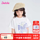 笛莎（DEESHA）童裝兒童女童T恤2025夏季新款女寶女孩甜美網(wǎng)紗蝴蝶結(jié)短袖上衣 白印花 160