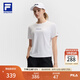 FILA 斐樂官方女裝針織短袖衫2025夏新款健身運動簡約寬松圓領T恤 玉石白-WT L 170/88A/L