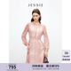 JESSIE【染韻】2025年秋季新款粉色段染連衣裙女釘珠長(zhǎng)袖V領(lǐng)收腰 粉色 L
