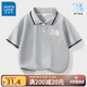 真維斯兒童短袖t恤男童帥氣POLO領(lǐng)上衣校服小男孩夏季學(xué)院風(fēng)半截袖班服 【親膚有型polo】灰色/K橫線(xiàn)中國 160