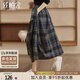 絲柏舍格子半身裙2025秋裝新款女裝口袋松緊高腰中長款A(yù)字裙