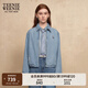 Teenie Weenie小熊牛仔外套女2025年春季新款刺繡簡約休閑短款夾克外套女 中藍色 L
