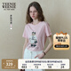 Teenie Weenie小熊T恤女2025年夏季新款大熊刺繡時(shí)尚休閑短袖圓領(lǐng)T恤上衣女 淺粉色 M